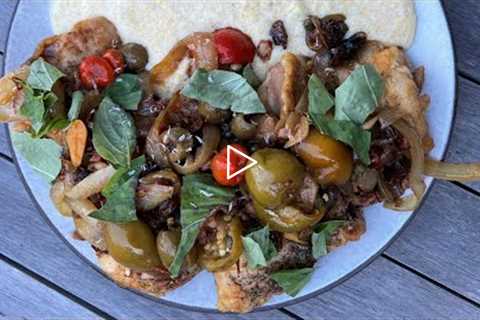 How to Make Pan-Roasted Chicken with Pancetta, Raisins, Olives and Cheesy Polenta | Richard Blais