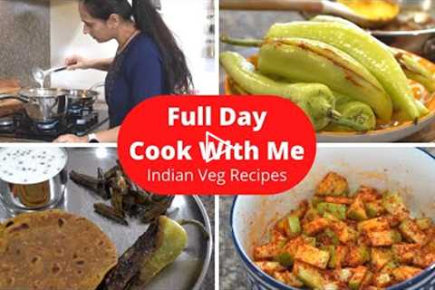 Whole Day Cook With Me - Cooking Vegetarian Thali | Indian Vegetarian Recipes | Indian Meal Ideas