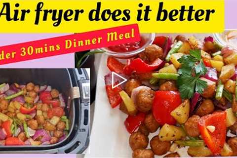 Under 30 mins Air fryer One Pot Healthy Dinner Meals Recipes. Potatoes, Chicken Balls &..