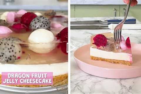 Float your fruit in this fun dragon fruit jelly cheesecake recipe!