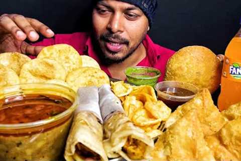 Eating Club Kachori, Paneer Roll, Samosa, Onion Kachori (Veg Eating Show), Indian Mukbang
