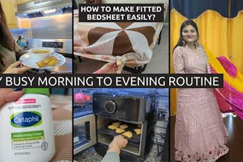 Indian Mom 6:30 AM Routine - Indian Breakfast To Lunch Routine~How To Make Fitted Bedsheet easily?