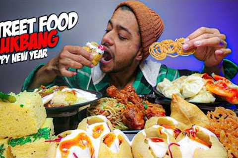 Indian Street Food Mukbang| Momos, Spicy Noodles, Golgappe, Dhokla, Samosa, Chicken Lollipop