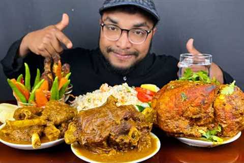 ASMR EATING SPICY WHOLE CHICKEN CURRY, MUTTON CURRY WITH FRIED RICE , EATING VIDEOS