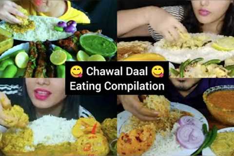 EATING CHAWAL DAAL BHARTA 😋VEG KABAB INDIAN FOOD | ASMR COMPILATION