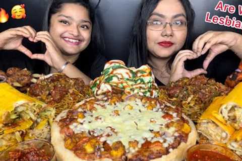 ARE WE LESBIANS?🤪❤️ CHEESY CHICKEN PIZZA🍕 CHICKEN FRIED NOODLES, CHICKEN SHAWARMA,MALAI CHAAP ROLL