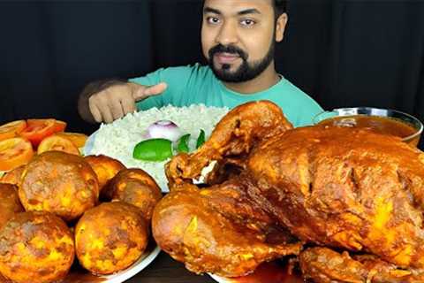 HUGE 3KG SPICY WHOLE CHICKEN CURRY, EGG CURRY, RICE, GRAVY, SALAD, CHILI ASMR MUKBANG EATING SHOW ||