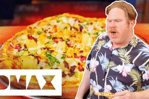 Pizza Made With The Worlds Spiciest Peppers Leaves Caseys Mouth On Fire! | Man V. Food