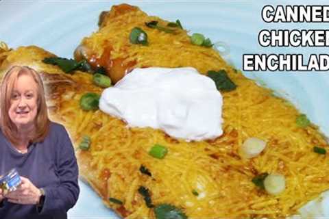 CANNED CHICKEN ENCHILADAS, Easy Taco Flavored Recipe