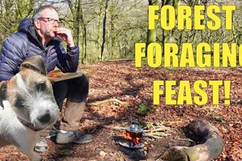 WOODLAND BUSHCRAFT COOKING | FORAGING | WILD GARLIC | LUNCH IN THE WOODS | FIREPIT MODIFICATION