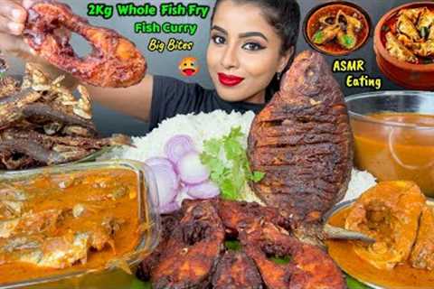 ASMR Eating Spicy Jalebi Fish Curry,Fried King Fish Fry Masala,Rice Big Bites ASMR Eating Mukbang
