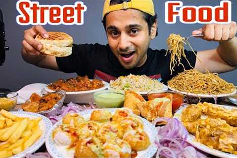 Street Food Mukbang | Manchurian, Dahi Puri, Momo’s, Fries, Noodles, Samosa, Fried Rice & Soya..