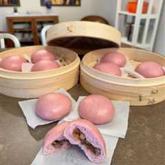 Char Siu Baozi (BBQ Pork Purple Sweet Potato Sourdough Baozi)