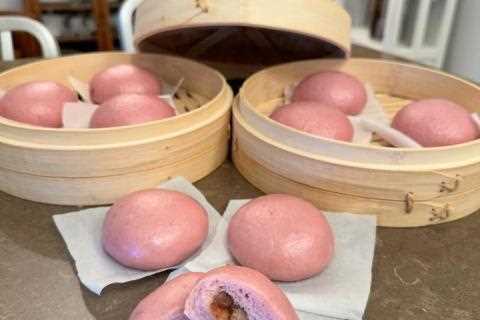 Char Siu Baozi (BBQ Pork Purple Sweet Potato Sourdough Baozi)