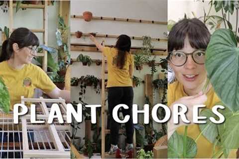 PLANT CHORES | my LAST plant haul, watering, and trellising!