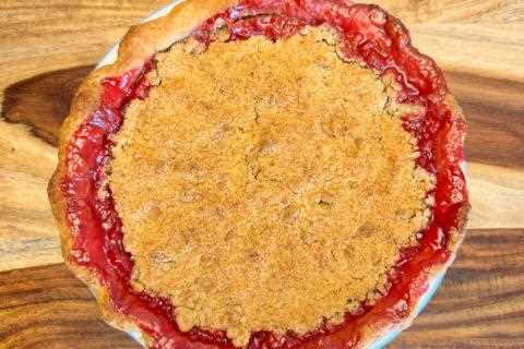 Sour Cherry Rhubarb Streusel Pie