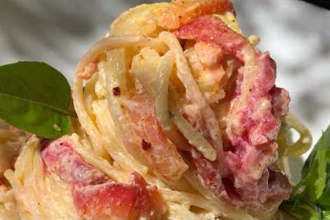 Lemon pasta recipe with marinated smoked salmon fused with spices, creamy, aromatic and delicious.