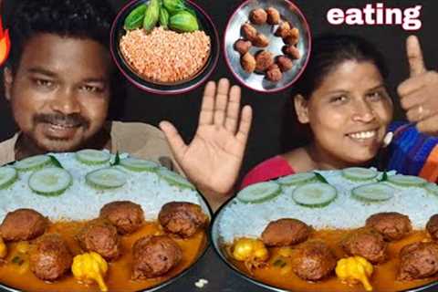 Asmr Mukbang Big Bites Eating show | Parwal mosur dal kofta curry rice salad eating | mukbang