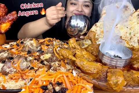 SPICY CHICKEN ANGARA WITH MUTTON AFGHANI KABULI PULAO,CHEESE GARLIC NAAN,SPICY CHICKEN SAUTÉ |EATING