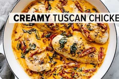 This CREAMY TUSCAN CHICKEN is a wow-worthy dinner recipe with Mediterranean flair!