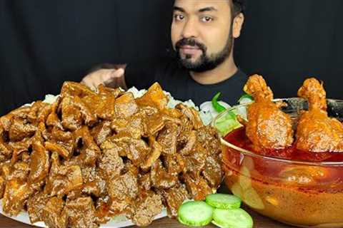 HUGE SPICY MUTTON BOTI CURRY, CHICKEN CURRY, SALAD, RICE, CHILI, ONION MUKBANG ASMR EATING SHOW ||