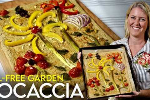 AMAZING OIL-FREE GARDEN FOCACCIA BREAD | How to Make in 4 EASY Steps!