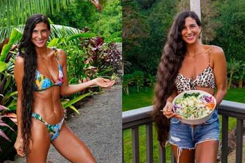 What I Eat 🌺 Raw Vegan 18-Years 🥑 Avocado Hair Mask, Exotic Fruits, Juicing & Healthy Dinner..
