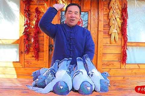 9 PIGEONS Roasted Together in Ancient Cooking Way! | Rural Gourmet | Chinese Food Eating Show