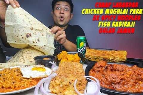 Cheesiest 2X Spicy Noodles, Chaap Lababdaar, Chicken Mughlai Paratha, Fish Kabiraji with Rumali Roti