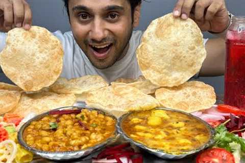 Eating Spicy Aloo ka Jhol, Channa Masala With Luchi | Indian Homemade Meal | Mukbang !!!