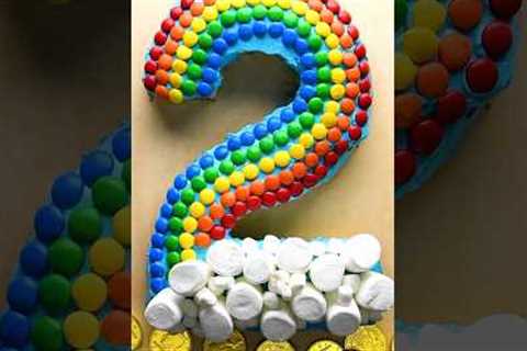 Transforming a number Cake into a rainbow #shorts
