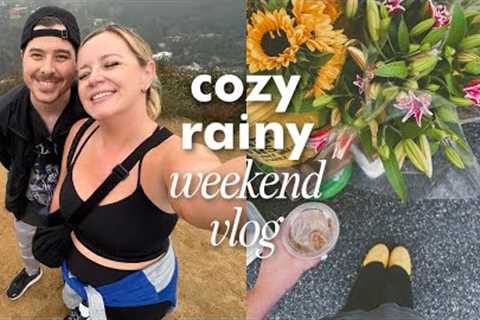 cozy rainy weekend vlog ☁️ hiking, grocery haul, farmer''s market, & the BEST bday gift!
