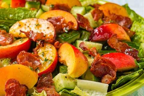 Honey Lemon Vinaigrette on Peach Bacon Salad