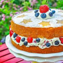 Red White & Blue Cake with Mascarpone Cream