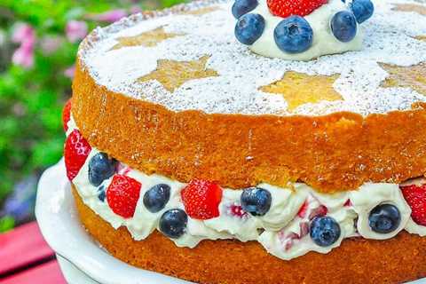 Red White & Blue Cake with Mascarpone Cream