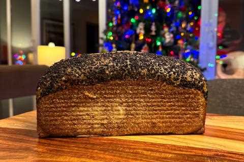 Black Sesame Spelt Sourdough Bread.